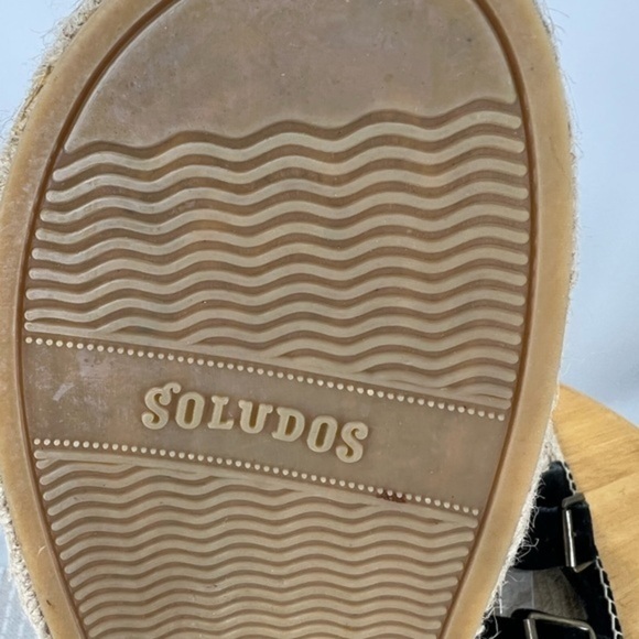 Soludos double black suede strap espadrille slide on sandal 8 - Picture 11 of 13